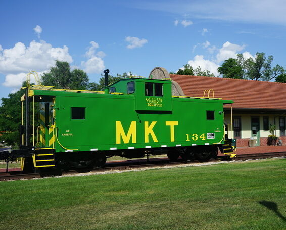 MKT classic green train on the Katy Trail