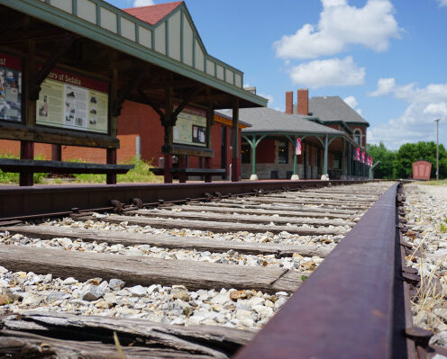 Historic train tracks along the Katy Trail
