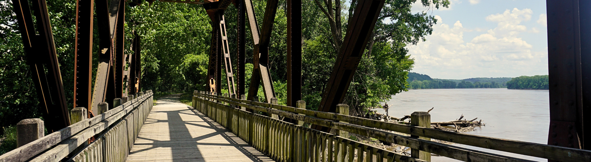 View of the river from a bridge on the Katy Trail