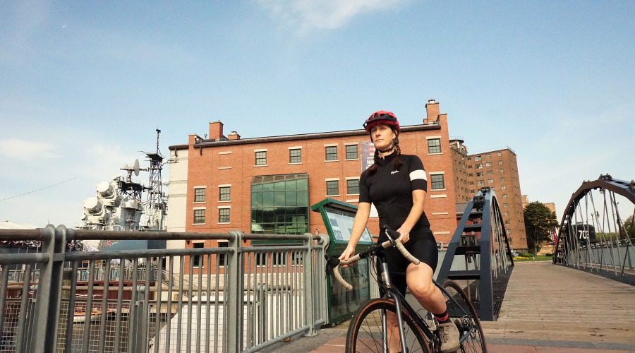 Bike rider on the Empire State Trail