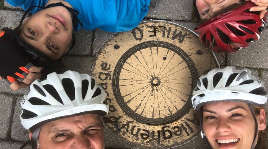 family on a bike tour