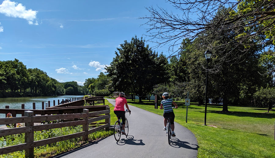 Two riders near Fairport on Erie Canal