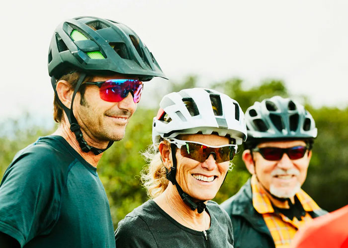 Smiling bikers after bike ride