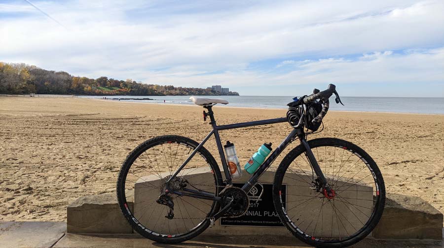 bike on lake erie beach