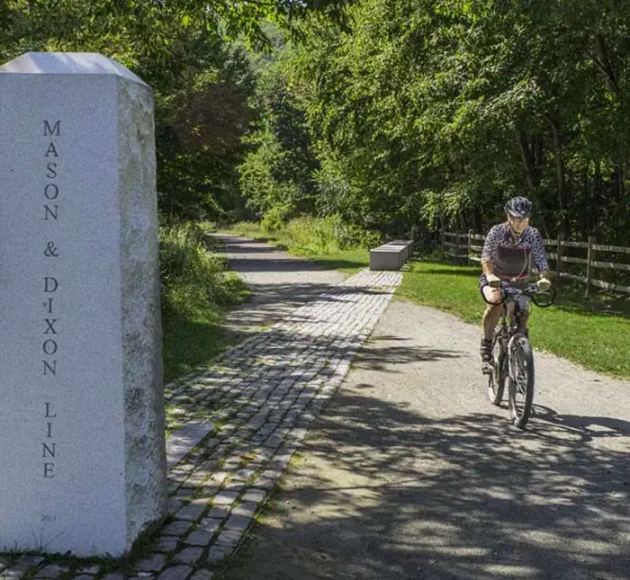 Riding on the GAP Trail over the Mason Dixon line.